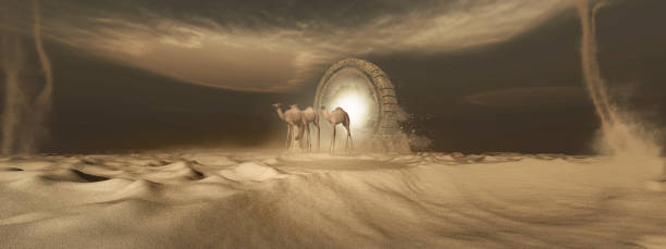 istock Camels and magic portal 1254823697