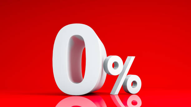 istock Close up white zero percent-0% sign. 1254825533