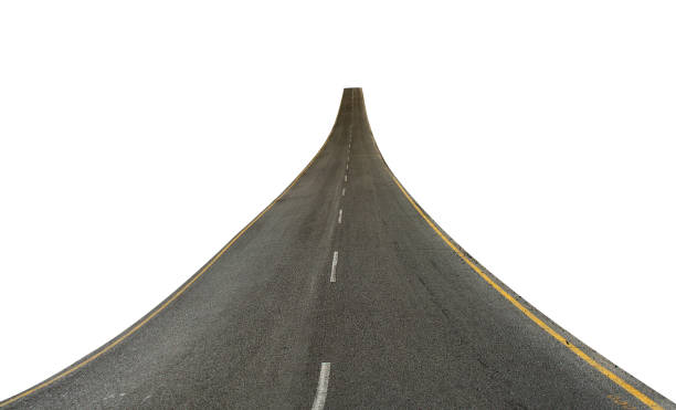 istock Asphalt road isolated on white background 1254827414