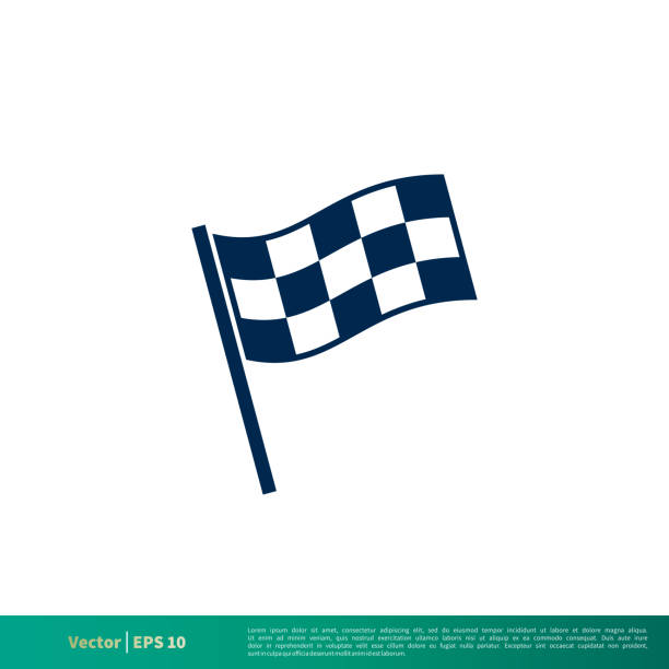 ilustraciones, imágenes clip art, dibujos animados e iconos de stock de diseño de ilustración de la plantilla de logotipo vectorial del icono de la bandera de la raza. vector eps 10. - checkered flag flag auto racing starting line