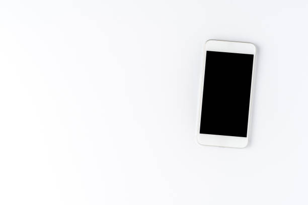 istock Smart phone isolated on white background. Top view 1254833387
