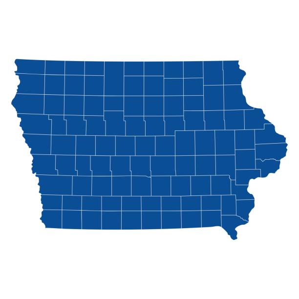 ilustraciones, imágenes clip art, dibujos animados e iconos de stock de mapa del estado de iowa - iowa map