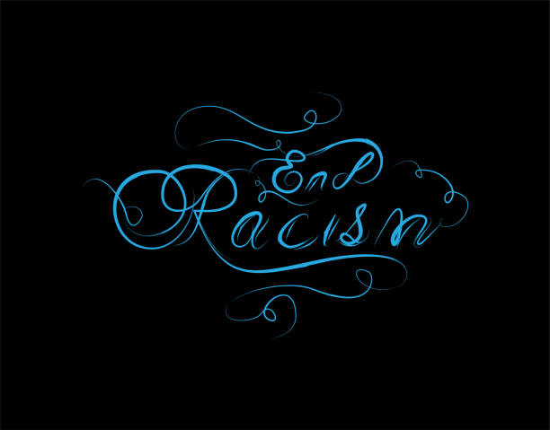 End Racism Lettering Text on Black background in vector illustration End Racism Lettering Text on Black background in vector illustration racism icon stock illustrations