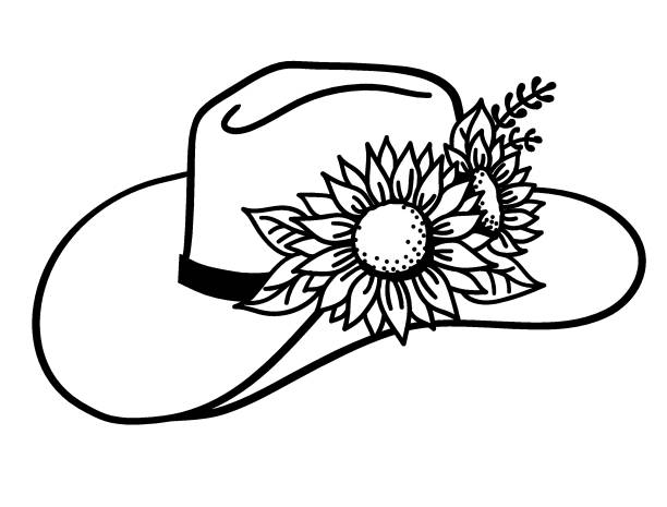 Cowboy Hat With Flowers Vector Western Hat With Sunflowers