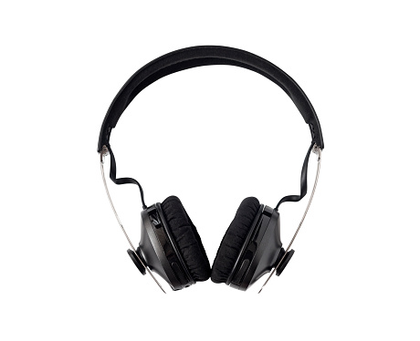 Black headphones isolated on white background