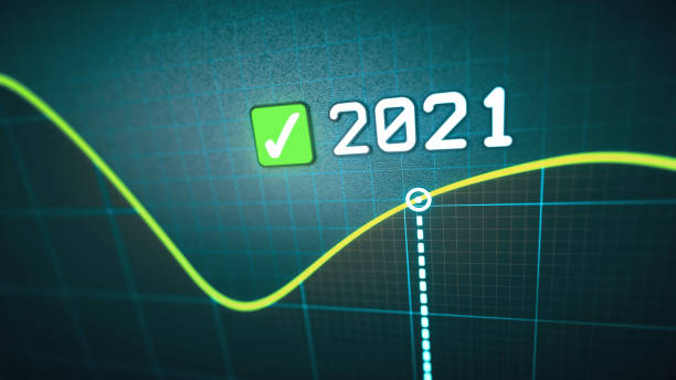 istock Simple macrophotography line graph design for the year 2021. 1254846747