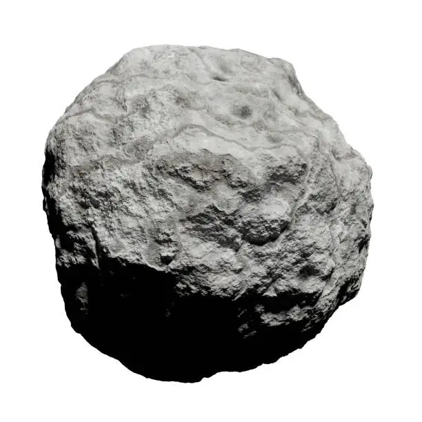 Meteoroid in outer space, cutout on white ground