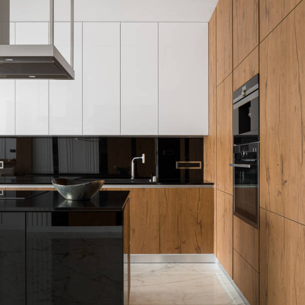 istock White, black and wooden kitchen 1254852833