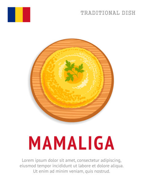 Mamaliga. National romanian dish. Mamaliga. National romanian dish. View from above. Vector flat illustration mamaliga stock illustrations