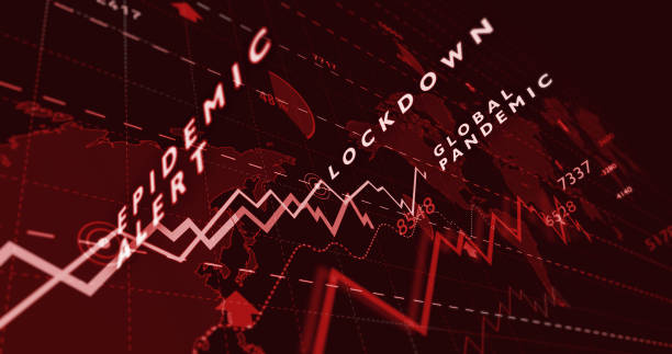 istock Global virus epidemic crisis red chart illustration 1254855610