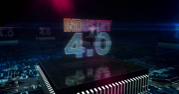 istock Industry 4.0 3d concept animation 1254856347