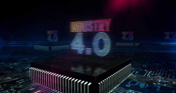 istock Industry 4.0 3d concept animation 1254856384