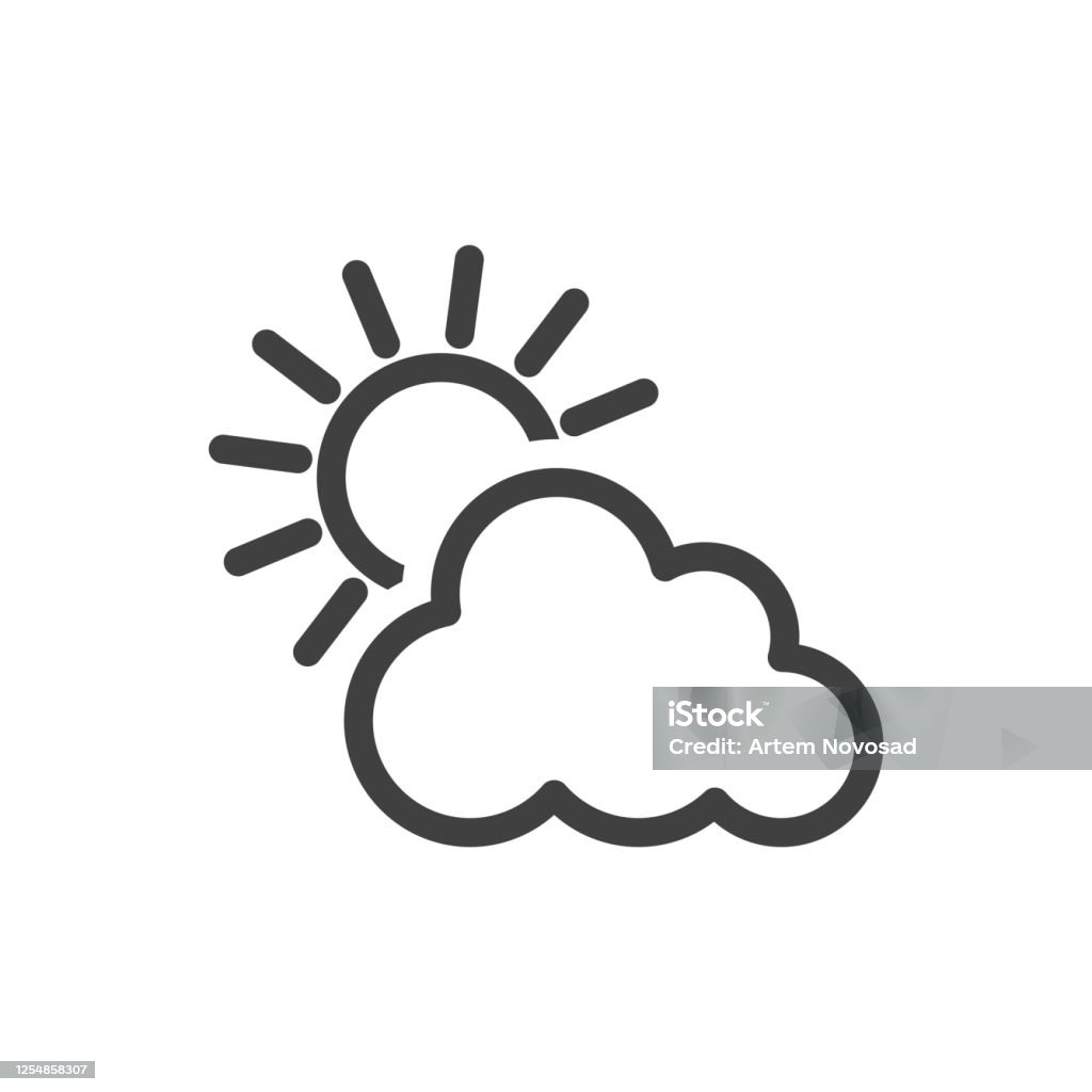 Biểu Tượng Mặt Trời Phía Sau Đám Mây Hình Ảnh Tối Giản Vectơ Bị Cô ...