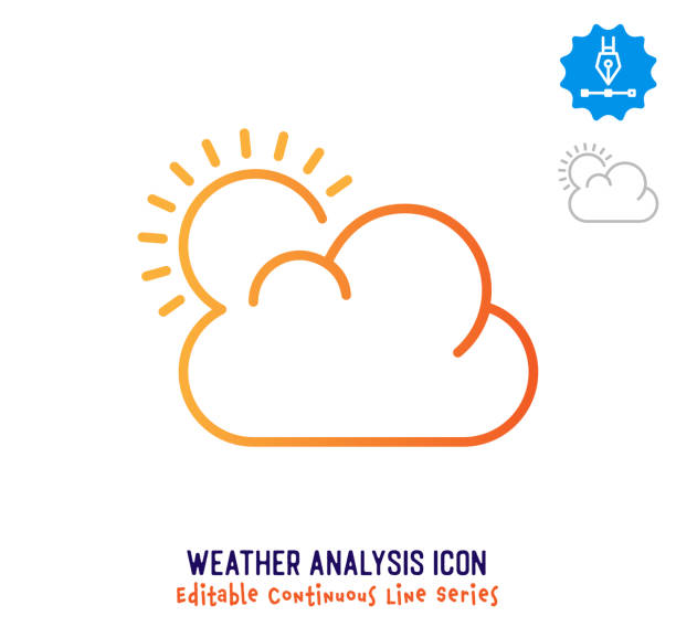 ilustrações de stock, clip art, desenhos animados e ícones de weather analysis continuous line editable stroke line - clear sky sky sunny day isolated