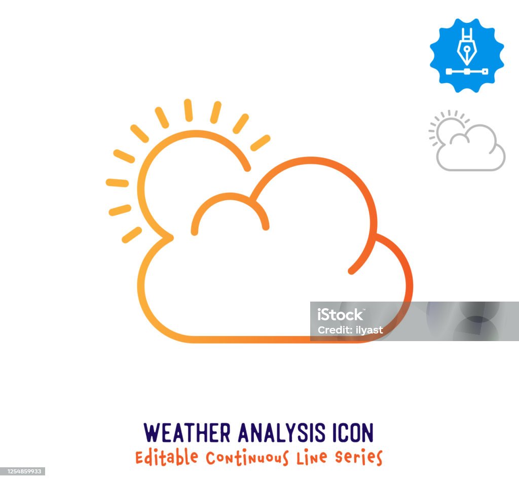 Weather Analysis Vector Weather Analysis Continuous Line Editable Stroke Line Stock ...