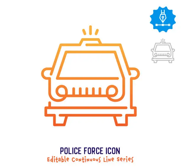 Vector illustration of Police Force Continuous Line Editable Stroke Line