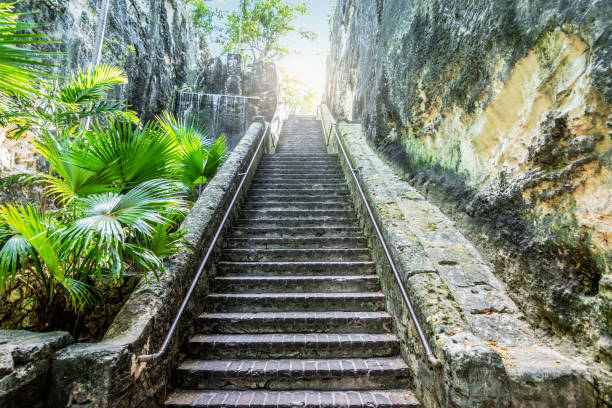 Old limestone staircase in Nassau, Bahamas.