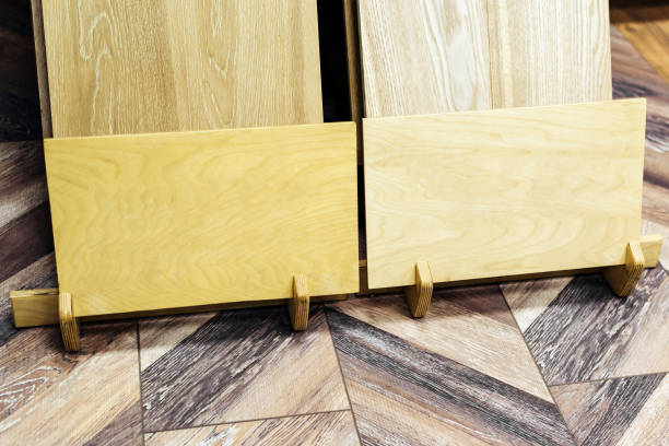 istock Parquet board on the stand in the store 1254863794