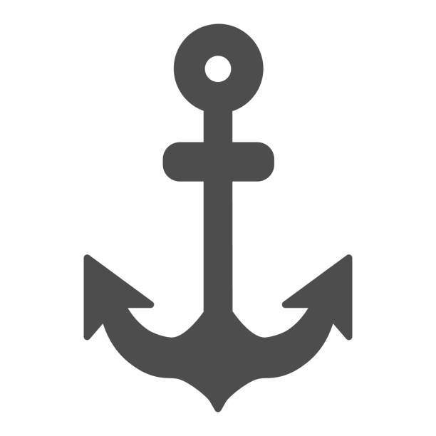Anchor solid icon, ocean concept, navigation and nautical symbol sign on white background, anchor silhouette icon in glyph style for mobile concept and web design. Vector graphics. Anchor solid icon, marine concept, nautical emblem sign on white background, anchor silhouette icon in glyph style for mobile concept and web design. Vector graphics hook equipment stock illustrations