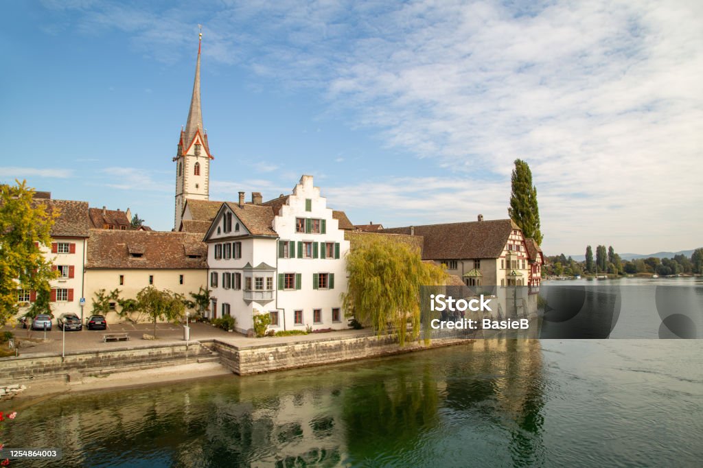 Stein am Rhein in Switzerland Stein am Rhein, charming place with sights in Switzerland Architecture Stock Photo
