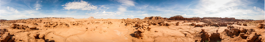 Extremely long panorama of Goblin Valley State Park