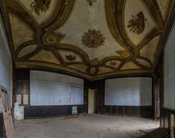istock room with beautiful decoration on the ceiling panorama 1254868097