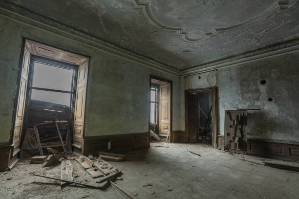istock room with ornate ceiling in a closed 1254868143