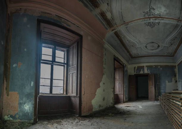 istock wood cladding in a room of a closed panorama 1254868183
