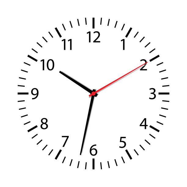 illustrazioni stock, clip art, cartoni animati e icone di tendenza di faccia dell'orologio isolata su sfondo bianco. semplice icona dell'orologio. moderno quadrante rotondo con frecce a parete. simbolo del tempo. timer in ufficio. allarme orologio con contorno nero con ora, minuto, secondo. vettore - alarm clock clock clock face time