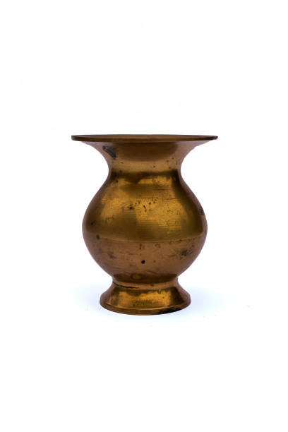 istock Golden / bronze / copper vase on white background 1254868453