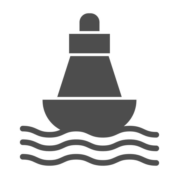 boje solide symbol, nautische konzept, seeboje schweben auf wellen zeichen auf weißem hintergrund, nautische richtung boje symbol im glyphenstil für mobiles konzept und web-design. vektorgrafiken. - sea sign direction beacon stock-grafiken, -clipart, -cartoons und -symbole