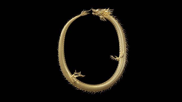 istock 3D Chinese Dragon pose in shape letter number zero with 3d rendering,The legend animal from asia. 1254875436