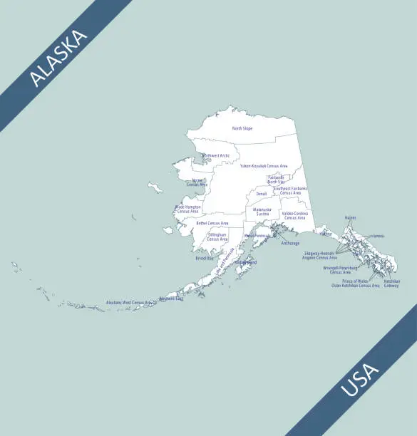 Vector illustration of County map of Alaska