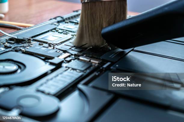 Technology Repair Of Pc Electronic Equipment Computer Service Technician Engineer Man Do Maintenance Of Hardware Stock Photo - Download Image Now
