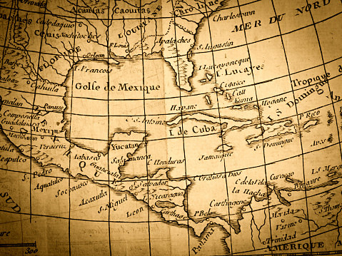 Antique world map, Central America