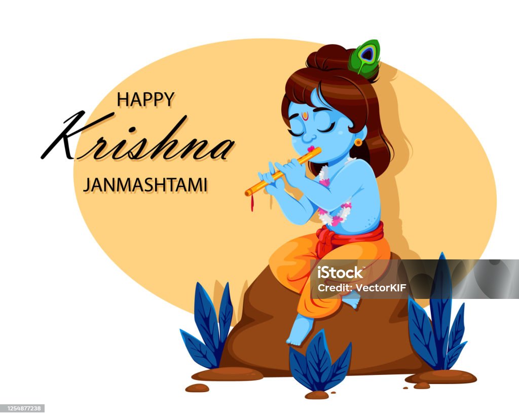 Happy Krishna Janmashtami Lord Krishna Stock Illustration ...