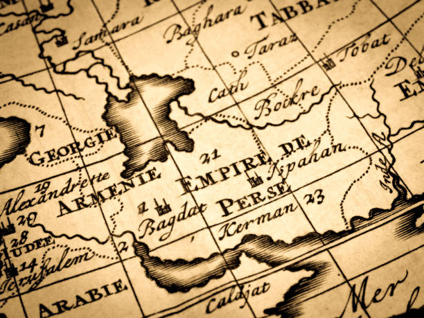 istock Antique world map, Persian Gulf and Strait of Hormuz 1254878702