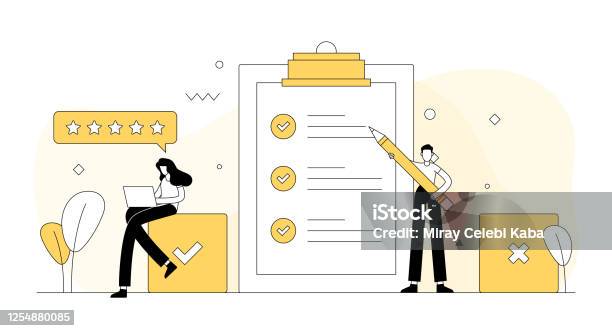 Survey And Testimonials Related Vector Illustration Flat Modern Design Stock Illustration - Download Image Now