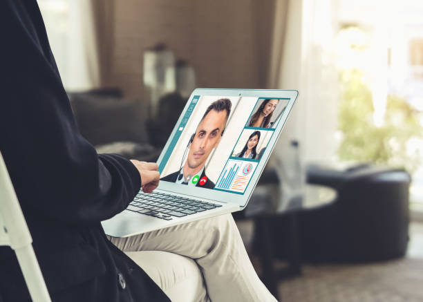 istock Video call business people meeting on virtual workplace or remote office 1254888832