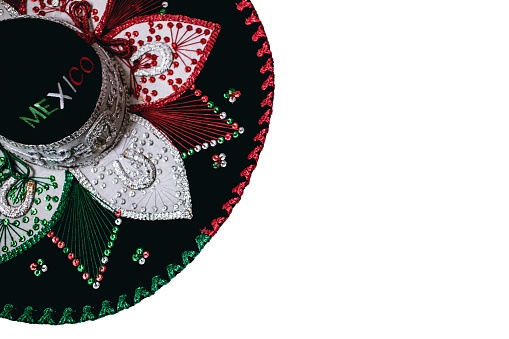 Mexican black sombrero isolated on white background