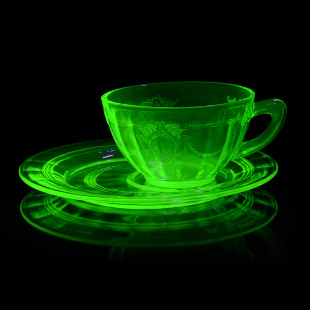 Uranium Glass Teacup stock photo