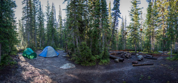 istock Panorama of a campground 1254895188