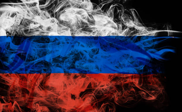 smoke flag of Russia stock photo