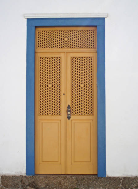 istock Yellow Door with Light Blue Frame in Brazil 1254908393