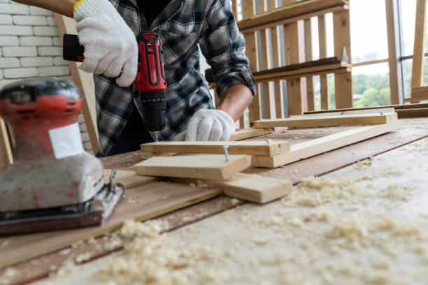 istock Carpenter working on wood craft at workshop 1254908712