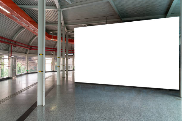 istock Empty billboard for mock up in modern public pedestrian walkpath. 1254914710