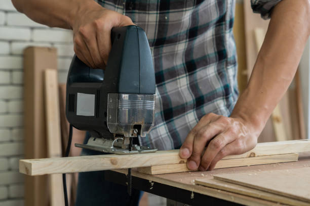 istock Carpenter working on wood craft at workshop 1254917249