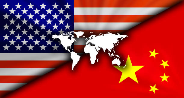 istock America usa vs China Conflicting Flags Economic war fight Background Image 1254921766