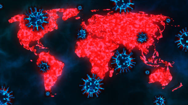 istock Covid-19 virus or coronavirus spreading across world map (pandemic) 1254923105