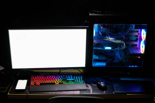 istock colorful rainbow rgb keyboard and computer smart phone front view 1254925807